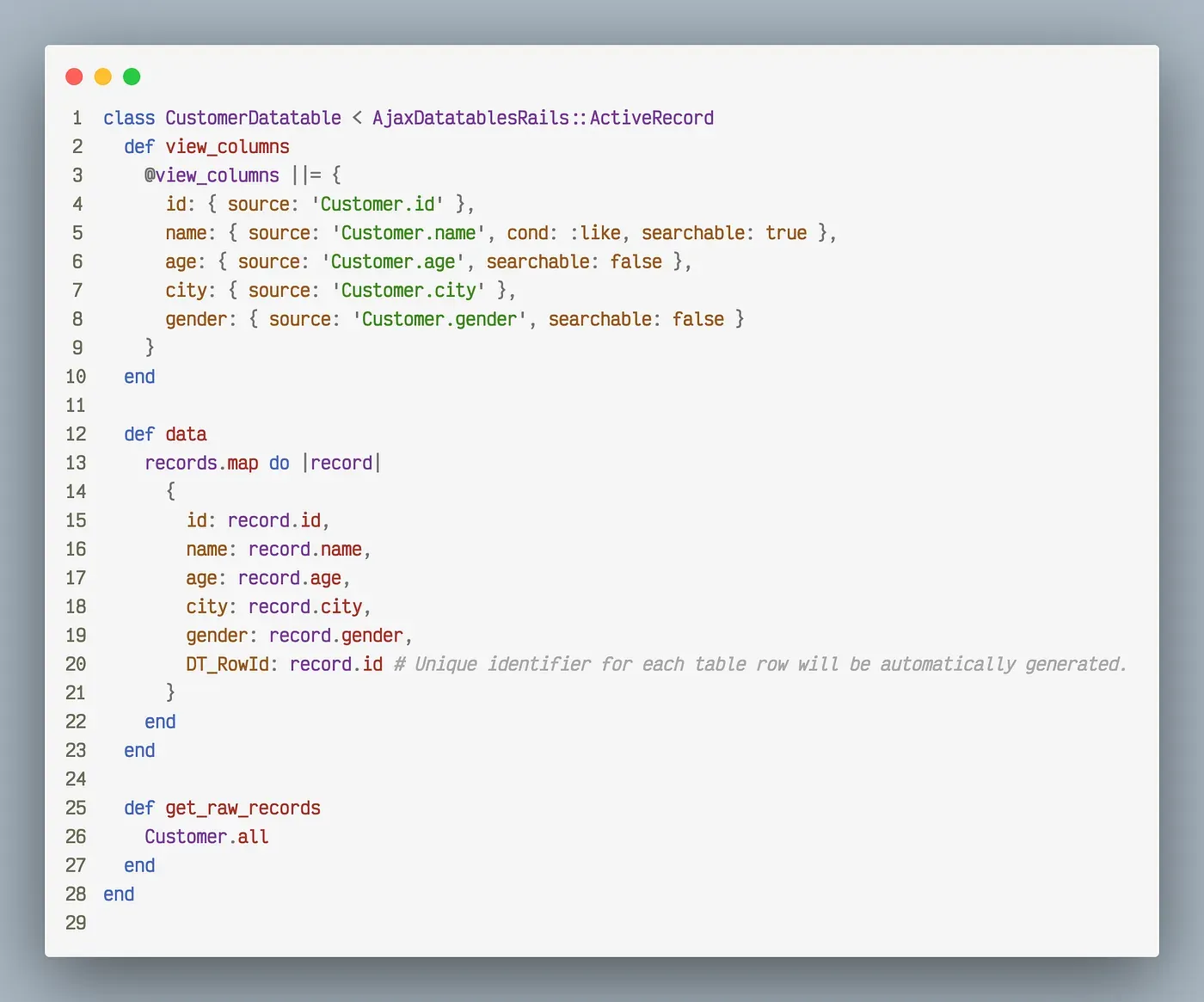 Datatables in ruby on rails