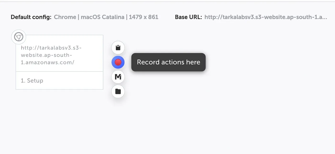 Starting a Testim test recording