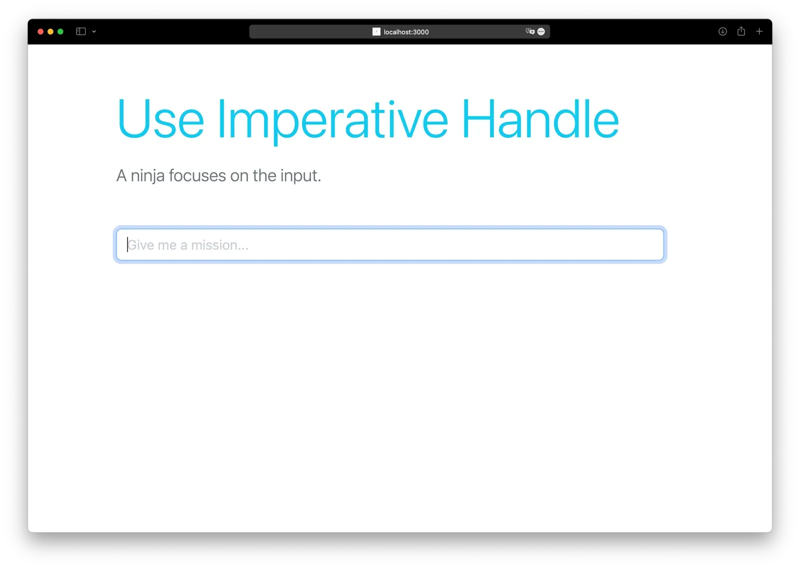 Use Imperative Handle demo with the input focused in blue