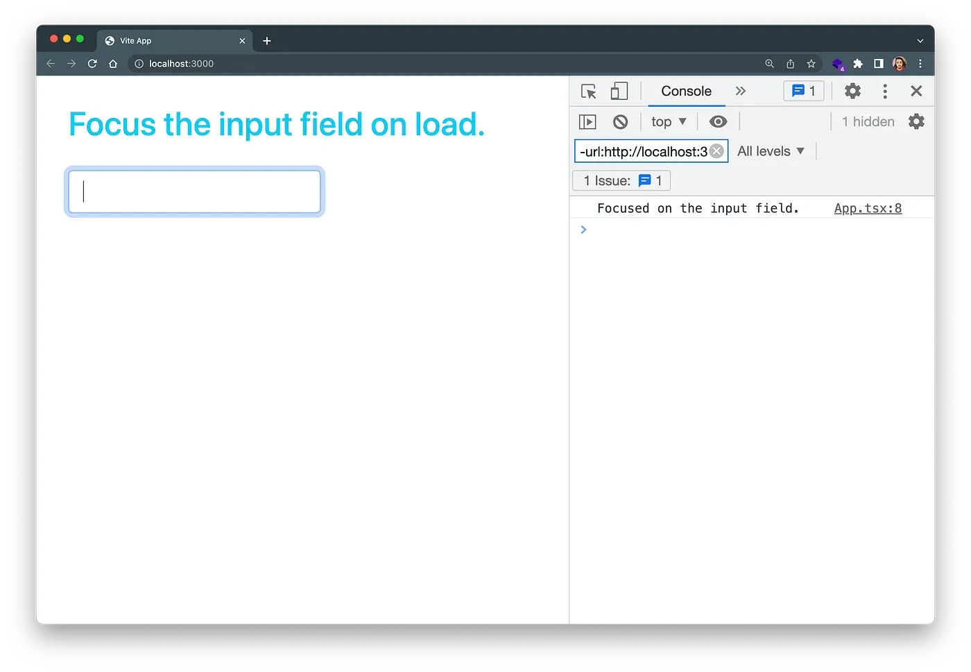 Focus input field using react refs.