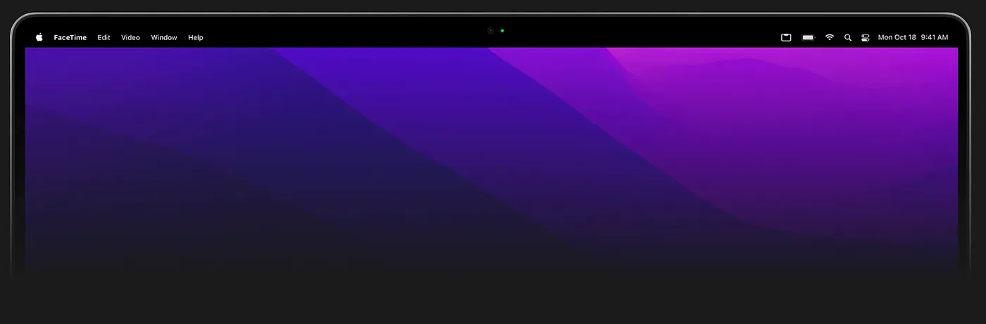 MacBook screen with a black menu bar hiding the notch